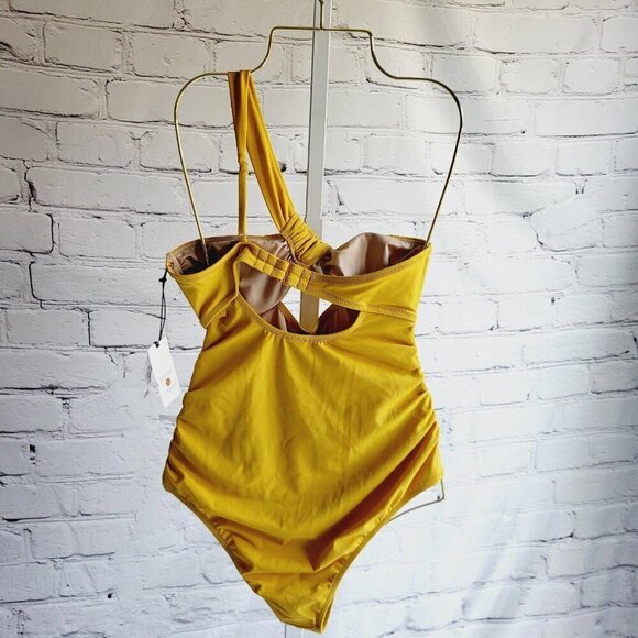 Shade & Shore Women's Asymmetric Twist One Piece Swimsuit BT7-BO - Picture 3 of 4